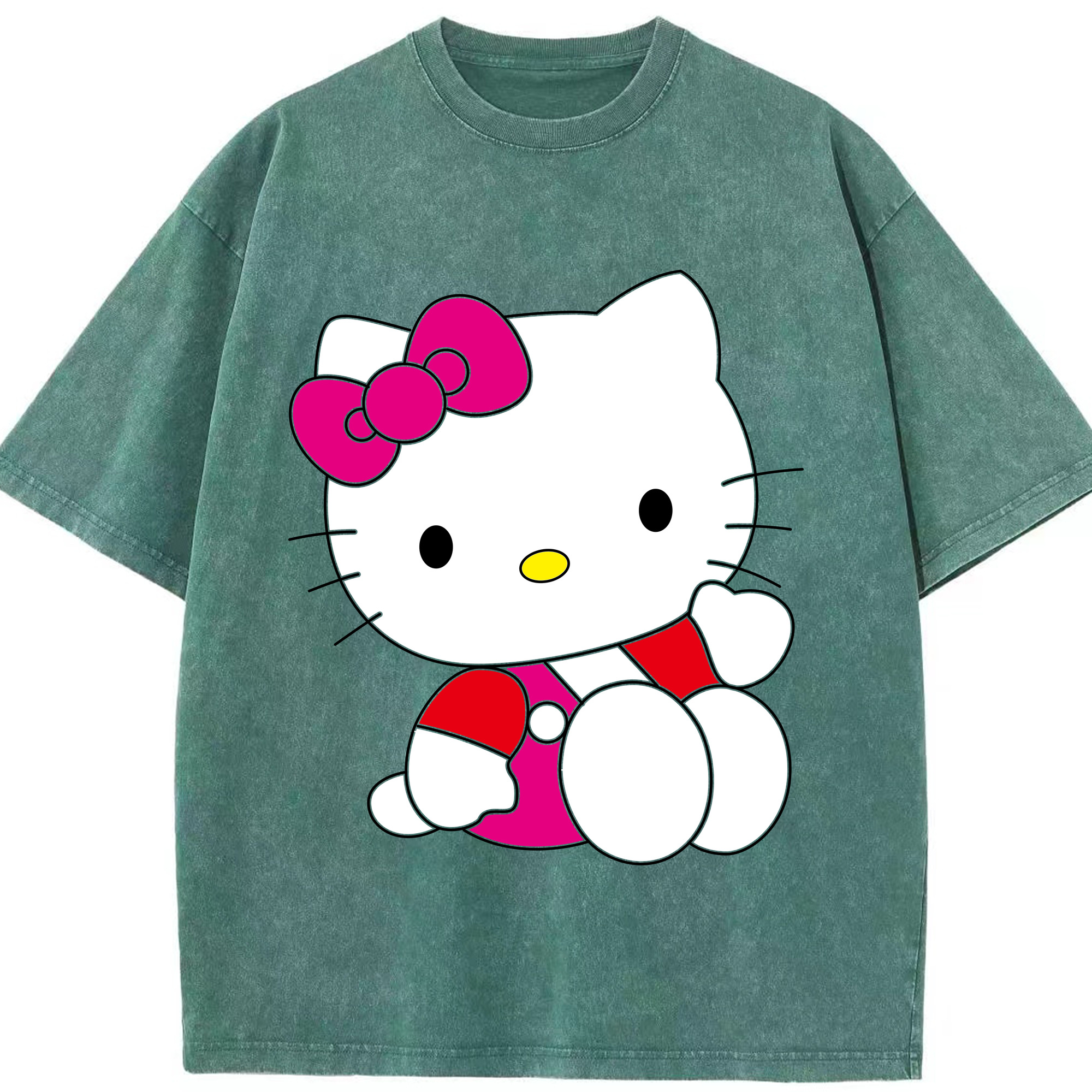 （画像用） Hello Kitty ハローキティ 綿100% ヴィンテージ風 半袖Tシャツ（フロントプリント）